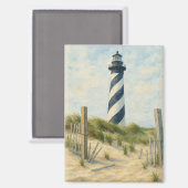 Cape Hatteras Leuchtturm Aquarell Magnet (Vorderseite/Rückseite)