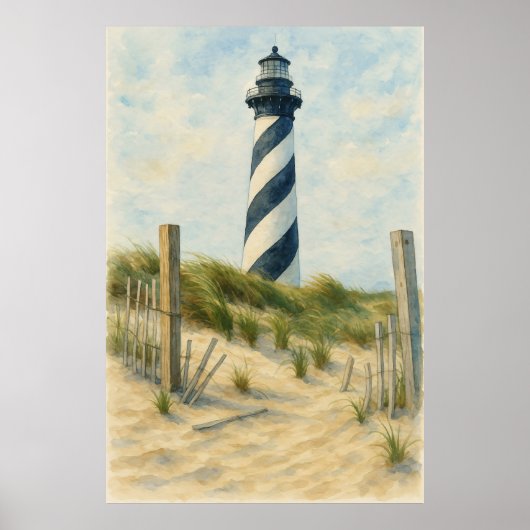 Cape Hatteras Leuchtturm Aquarell Poster (Vorne)