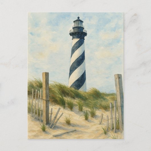 Cape Hatteras Leuchtturm Aquarell Postkarte (Vorderseite)