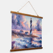 Cape Hatteras Lighthouse am Sonnenuntergang Wandteppich Mit Holzrahmen (Gewinkelt)