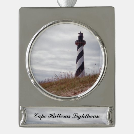 Cape Hatteras Lighthouse Banner-Ornament Silber (Vorderseite)
