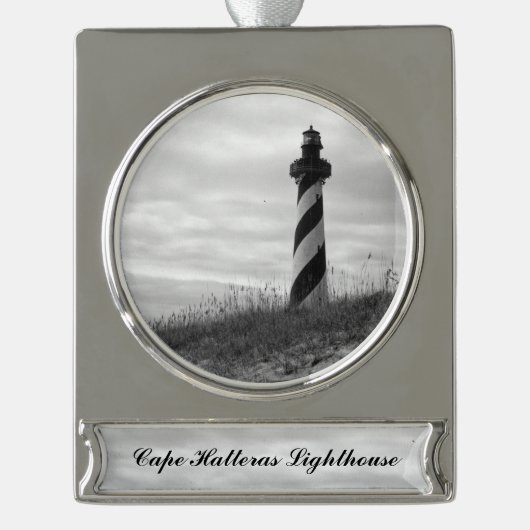Cape Hatteras Lighthouse Banner-Ornament Silber (Vorderseite)