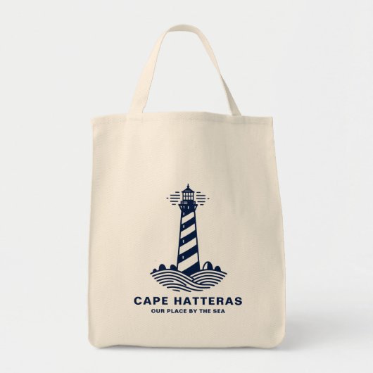 Cape Hatteras Lighthouse – Nautical Blue & White Tragetasche (Vorne)