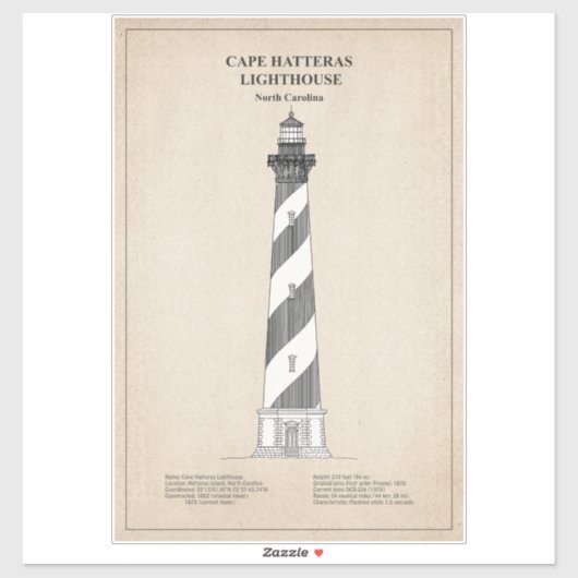 Cape Hatteras Lighthouse - North Carolina - SBD Aufkleber (Blatt)
