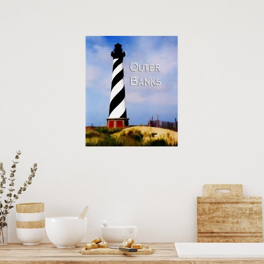 Cape Hatteras Lighthouse Poster Text Außenbanken (Küche)