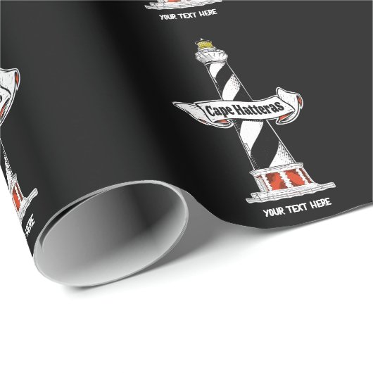 Cape Hatteras Lighthouse Schwarzweiß Geschenkpapier (Rolleneckpunkt)