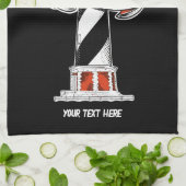 Cape Hatteras Lighthouse Schwarzweiß Geschirrtuch (Gefaltet)