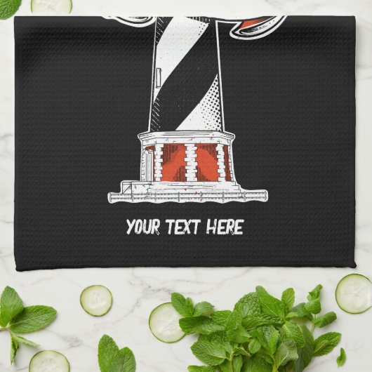 Cape Hatteras Lighthouse Schwarzweiß Geschirrtuch (Gefaltet)