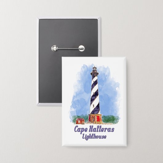 Cape Hatteras Lighthouse Watercolor North Carolina Button (Vorderseite/Rückseite)
