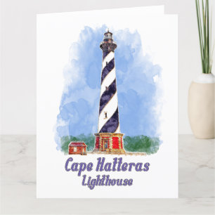 Cape Hatteras Lighthouse Watercolor North Carolina Dankeskarte