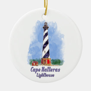 Cape Hatteras Lighthouse Watercolor North Carolina Keramik Ornament