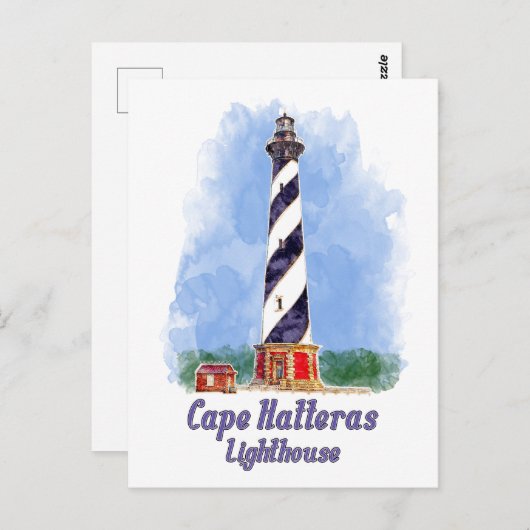 Cape Hatteras Lighthouse Watercolor North Carolina Postkarte (Vorne/Hinten)