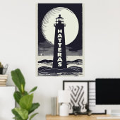 Cape Hatteras North Carolina Leuchtturm Moon Poster (Heimbüro)