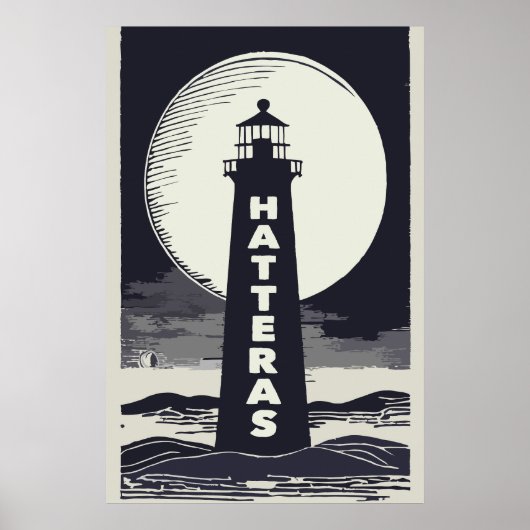 Cape Hatteras North Carolina Leuchtturm Moon Poster (Vorne)