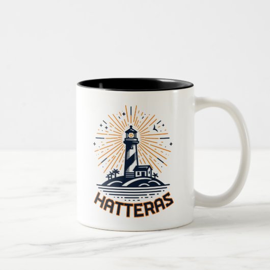 Cape Hatteras North Carolina Leuchtturm Sunrise Zweifarbige Tasse (Rechts)