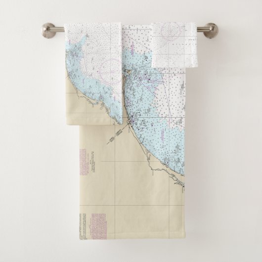 Cape Hatteras to Charleston Nautical Chart 11520 Badhandtuch Set (Insitu)