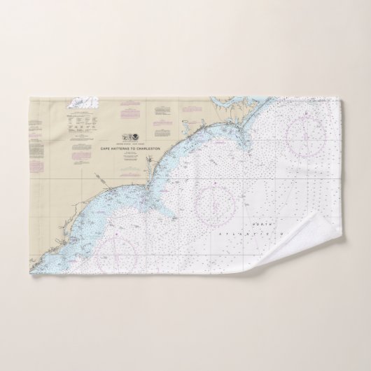 Cape Hatteras to Charleston Nautical Chart 11520 Badhandtuch Set (Handtuch)
