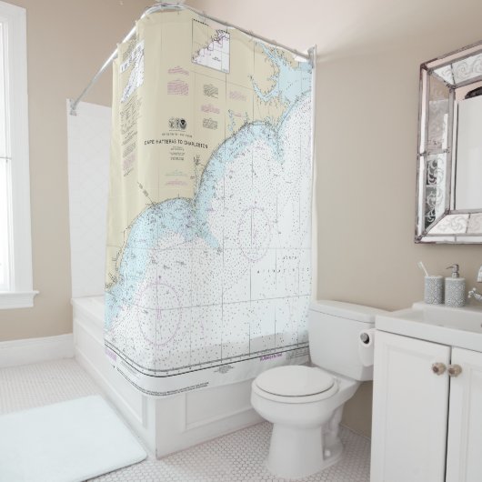 Cape Hatteras to Charleston Nautical Chart 11520 Duschvorhang (Beispiel)