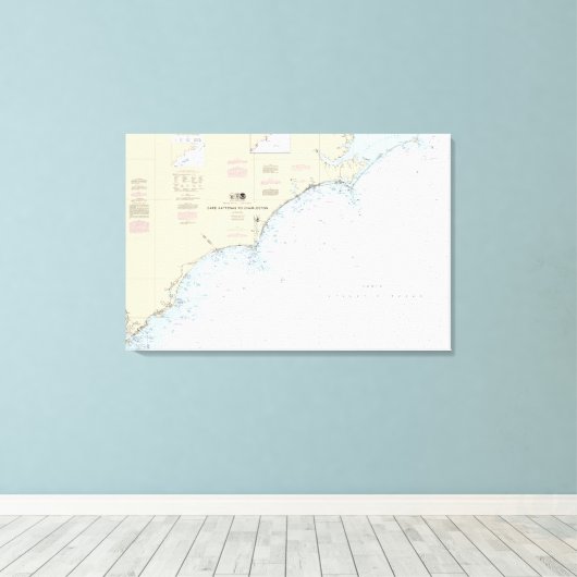 Cape Hatteras to Charleston Nautical Chart 11520 Leinwanddruck (Insitu (Holzboden))
