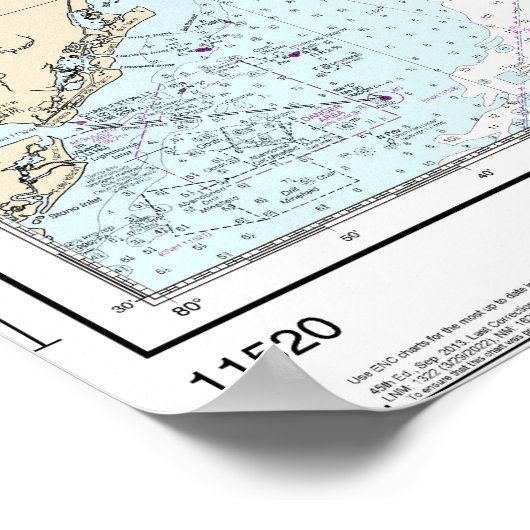 Cape Hatteras to Charleston Nautical Chart 11520 Poster (Ecke)