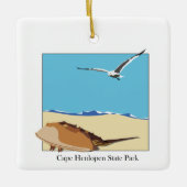 Cape Henlopen DE Horseshoe Crab Seagull Beach Keramikornament (Vorderseite)
