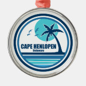 Cape Henlopen Delaware Palm Tree Birds Ornament Aus Metall (Vorne)