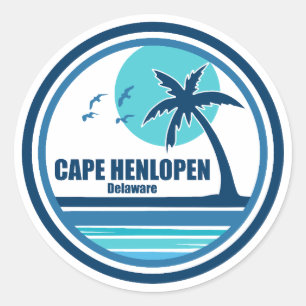 Cape Henlopen Delaware Palm Tree Birds Runder Aufkleber