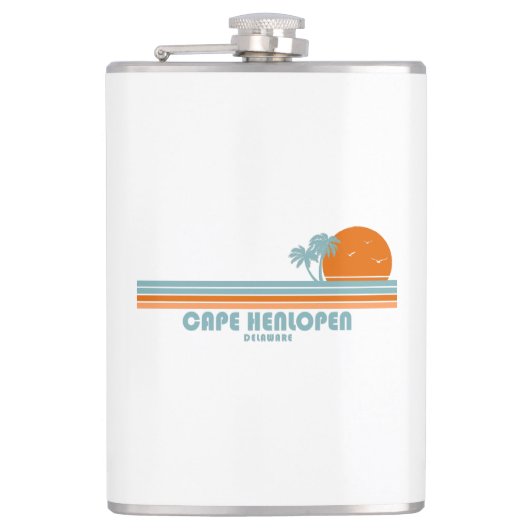 Cape Henlopen Delaware Sun Palm Trees Flachmann (Vorderseite)