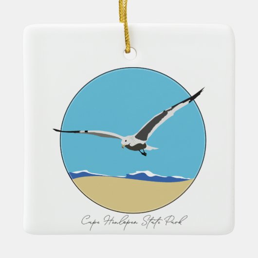 Cape Henlopen Staat Park Sea Gull am Strand Keramikornament (Vorderseite)