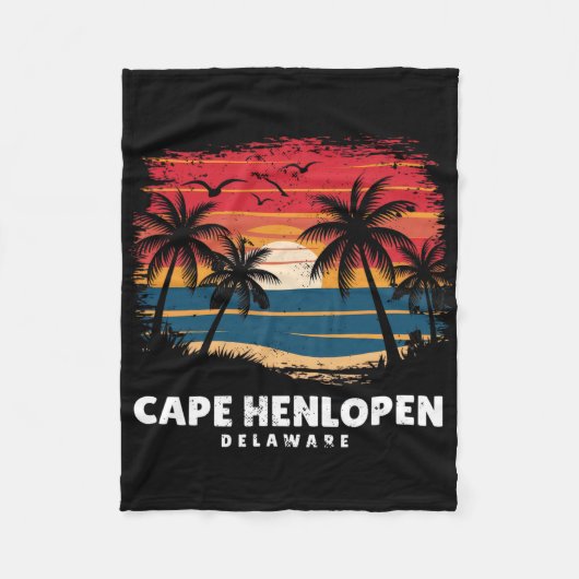 Cape Henlopen State Park Delaware Surfer Retro Fleecedecke (Vorderseite)