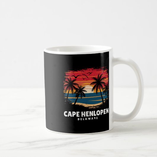 Cape Henlopen State Park Delaware Surfer Retro Kaffeetasse (Rechts)