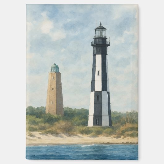 Cape Henry Leuchttürme Magnet (Vorderseite)