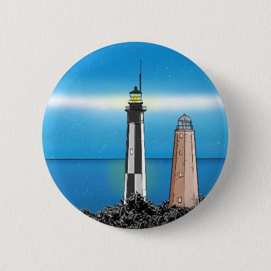 Cape Henry Lighthouse in der Nacht Button (Vorderseite)