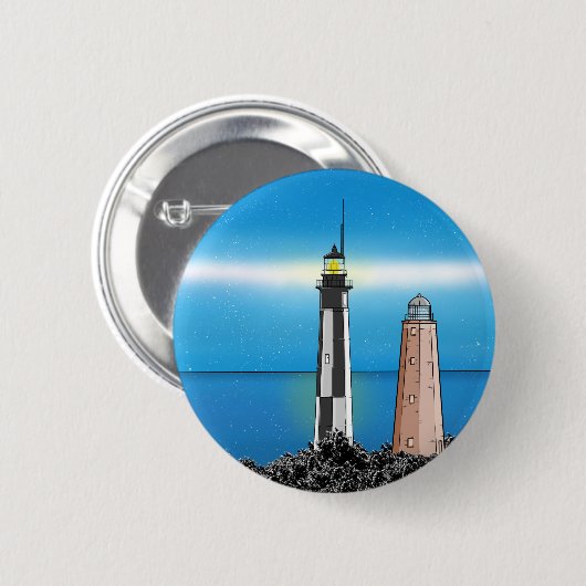 Cape Henry Lighthouse in der Nacht Button (Vorne & Hinten)