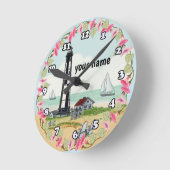 Cape Henry Lighthouse Runde Wanduhr (Winkel)