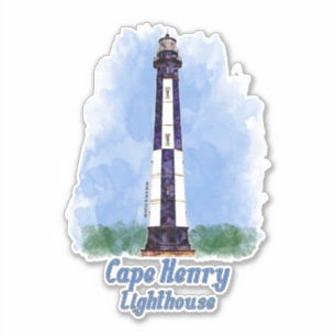 Cape Henry Lighthouse Watercolor - Virginia Aufkleber