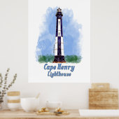 Cape Henry Lighthouse Watercolor - Virginia Poster (Küche)