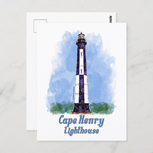 Cape Henry Lighthouse Watercolor - Virginia Postkarte