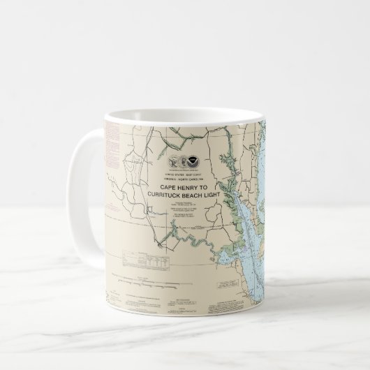 Cape Henry to Currituck Beach Light Nautical Chart Kaffeetasse (Vorderseite Links)