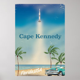Cape Kennedy Retro Saturn fünf Raketenposter. Poster