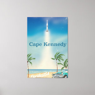 Cape Kennedy Vintag Saturn fünf Raketenposter Leinwanddruck