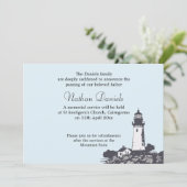 Cape Lighthouse Beerdigungskarte Einladung (Stehend Vorderseite)