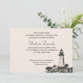Cape Lighthouse Beerdigungskarte Einladung (Stehend Vorderseite)