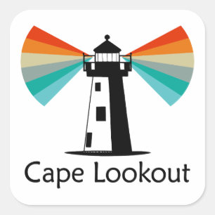 Cape Lookout Leuchtturm North Carolina Regenbogen Quadratischer Aufkleber