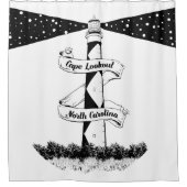 Cape Lookout Leuchtturm Schwarz-Weiß Duschvorhang (Vorderseite)