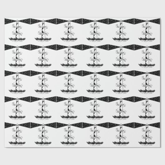 Cape Lookout Leuchtturm Schwarz-Weiß Geschenkpapier (Flach)