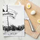 Cape Lookout Leuchtturm Schwarz-Weiß Geschirrtuch (Viertel Falte)