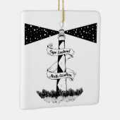 Cape Lookout Leuchtturm Schwarz-Weiß Keramikornament (Rechts)