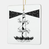 Cape Lookout Leuchtturm Schwarz-Weiß Keramikornament (Links)