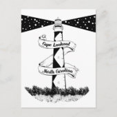 Cape Lookout Leuchtturm Schwarz-Weiß Postkarte (Vorderseite)